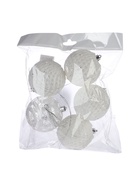 УЦЕНКА Набор шаров пластик d-8 см, 5 шт "Изморозь" белый - Фото 6