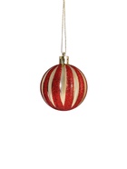 УЦЕНКА Набор шаров пластик d-5 см, 12 шт "Агнет" узоры полосы, золотисто-красный - Фото 3