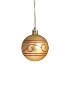 УЦЕНКА Набор шаров пластик d-5 см, 12 шт "Агнет" узоры полосы, золотисто-красный - Фото 4