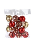 УЦЕНКА Набор шаров пластик d-5 см, 12 шт "Агнет" узоры полосы, золотисто-красный - Фото 5