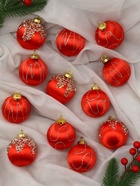 УЦЕНКА Набор шаров пластик d-6 см, 12 шт "Капризы зимы" красный - Фото 3