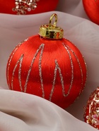 УЦЕНКА Набор шаров пластик d-6 см, 12 шт "Капризы зимы" красный - Фото 5