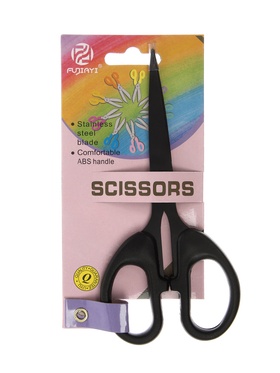 Ножницы канцелярские 14см, черные, длина лезвия 8,7см