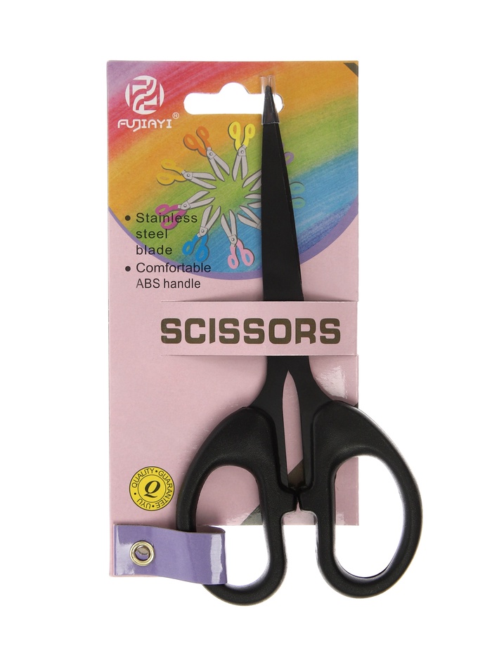 Ножницы канцелярские 14 см, черные, длина лезвия 8.7 см - Фото 1