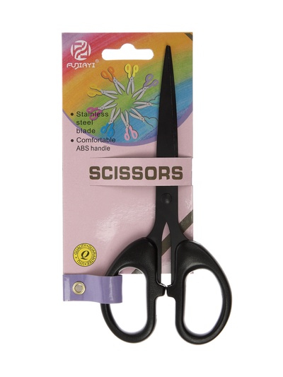 Ножницы канцелярские 16 см, черные, длина лезвия 10 см