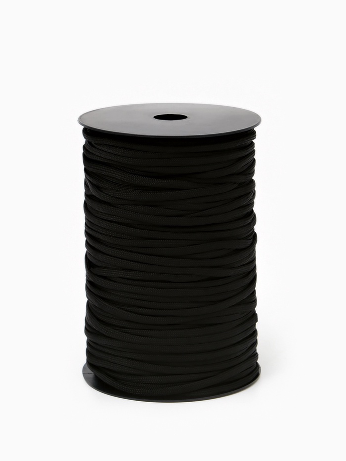 Шнур паракорд на бобине, d=4 мм L=100 м, нейлон, чёрный - Фото 1