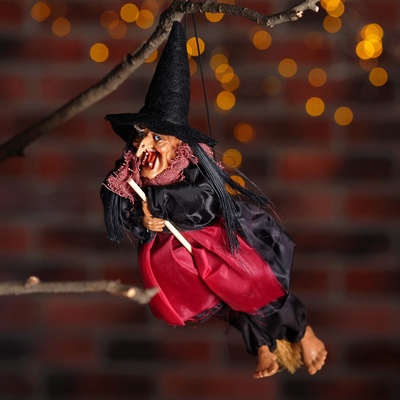 УЦЕНКА Баба - Яга атласная одежда висит муз 30 см цвета МИКС