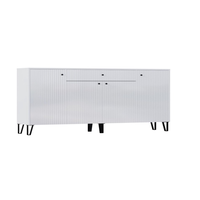 УЦЕНКА Комод Оливия, 2000×426×830, Белый/Белый глянец - Фото 1