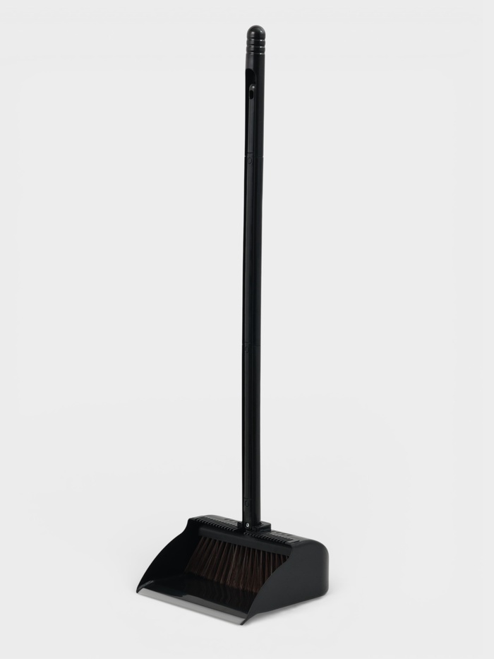 Щётка для пола, совок 26×25 см, щётка 25 см, пластиковая секционная ручка 98 см, чёрная - Фото 1