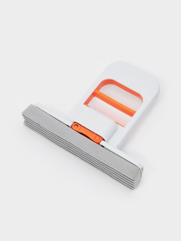 Мини швабра с насадкой ПВА, с отжимом, насадка 14×3, серо-оранжевая - Фото 1