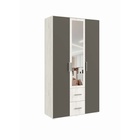 УЦЕНКА Шкаф трехстворчатый Фиеста с зеркалом, 1200х510х2236, Графит/Дуб крафт белый - Фото 1