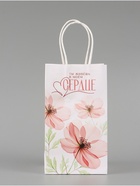 Пакет подарочный «Сердце», цветы, 12 × 21 × 9 см - Фото 2