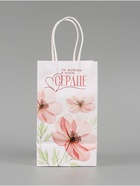 Пакет подарочный «Сердце», цветы, 12 × 21 × 9 см - Фото 4