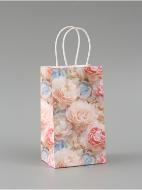 Пакет подарочный «Цветы», 12 × 21 × 9 см