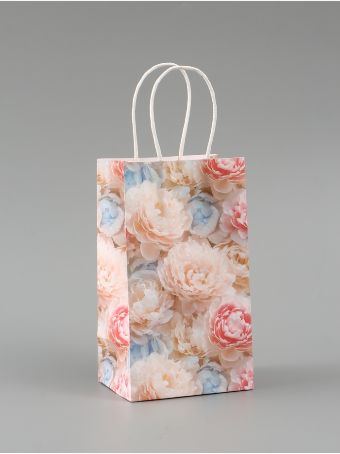 Пакет подарочный «Цветы», 12 × 21 × 9 см - Фото 1