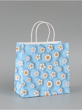 Пакет подарочный «Ромашки», 22 × 22 × 11 см