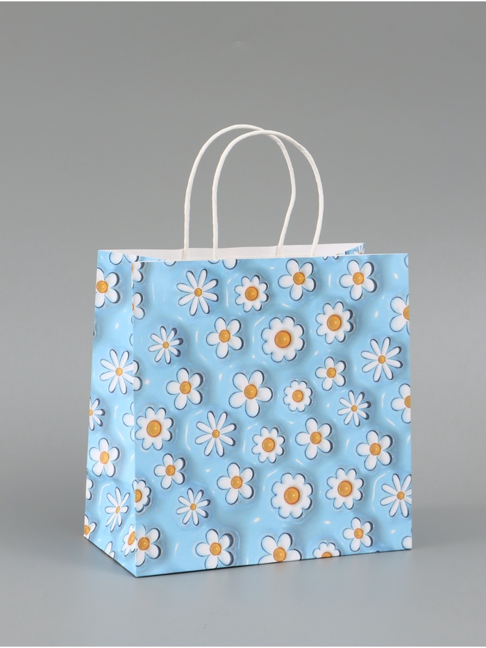 Пакет подарочный «Ромашки», 22 × 22 × 11 см - Фото 1