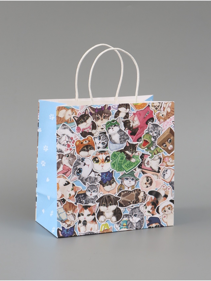 Пакет подарочный «Котики», 22 × 22 × 11 см - Фото 1