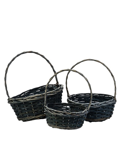 УЦЕНКА Набор корзин плетеных, 36 x 36 x 14 x 37см/30 x 30 x 12.5 x 32см/25x25x11x28см, ива