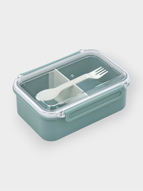 Ланч - бокс, контейнер для еды «Нордик», с приборами, 900 мл, 19×14×7 см, пластик, зелёный