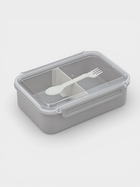 Ланч - бокс, контейнер для еды «Нордик», с приборами, 1.5 л, 22.5×17×8 см, пластик, серый
