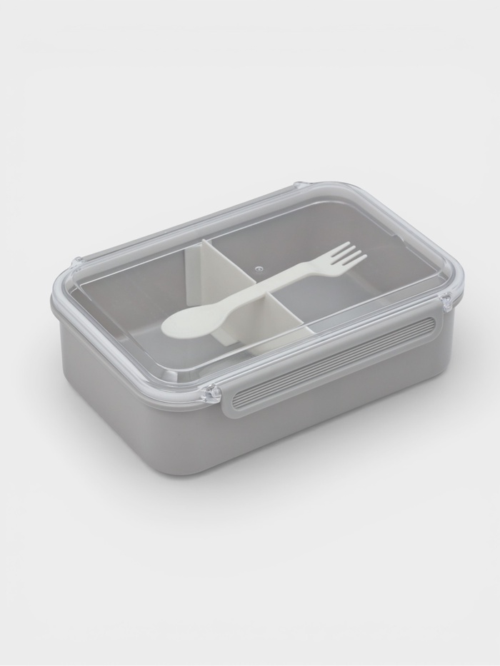 Ланч - бокс, контейнер для еды «Нордик», с приборами, 2 ячейки, 1.5 л, 22.5×17×8 см, пластик, серый - Фото 1