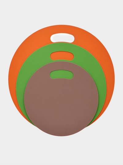 Доски разделочные, набор 3 шт., d=32.27.22 см, гибкие, пластик, оранжевый, зелёный, коричневый