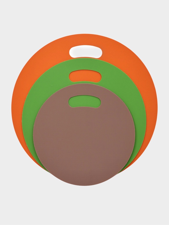 Доски разделочные, набор 3 шт., d=32.27.22 см, гибкие, пластик, оранжевый, зелёный, коричневый - Фото 1