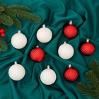 УЦЕНКА Набор шаров пластик d-5,5 см, 9 шт "Гармония" сеточка, красный белый - Фото 2