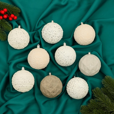 УЦЕНКА Набор шаров пластик d=7.5 см, 9 шт. «Чудо-узоры» матовый микс