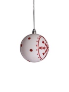 УЦЕНКА Набор шаров пластик d-8 см, 4 шт "Снежинка" красно-белый - Фото 3