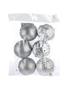 УЦЕНКА Набор шаров пластик d-8 см, 6 шт "Саманта" серебро - Фото 5