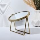 УЦЕНКА Зеркало настольное круг (1) б/увел БОГЕМА d14,5/20,3*20,5*5,7см металл золото к/короб QF 1049 - Фото 4