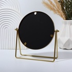 УЦЕНКА Зеркало настольное круг (1) б/увел БОГЕМА d14,5/20,3*20,5*5,7см металл золото к/короб QF 1049 - Фото 5