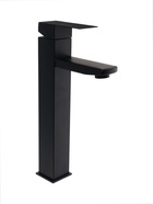 УЦЕНКА Смеситель для раковины ZEIN ZF2, высокий, квадратный, картридж 35 мм, нерж. сталь, черный 760 - Фото 2