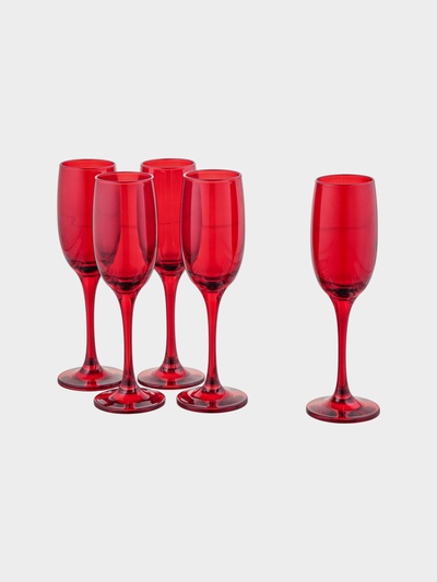 УЦЕНКА Набор бокалов для шампанского «Радуга», 190 мл, рубин, 5 шт.