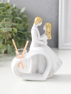 Аромадиффузор для эфирных масел с палочками «Влюблённые у сердца», полистоун, белый с золотом, 6.5×12×14.2 см - Фото 4