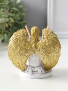 Аромадиффузор для эфирных масел с палочками «Ангел со свечой», полистоун, белый с золотом, 7.5×12×11 см - Фото 3