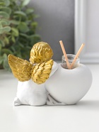 Аромадиффузор для эфирных масел с палочками «Ангел с сердцем», полистоун белый с золотом, 5.3×12×9 см - Фото 3