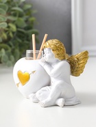 Аромадиффузор для эфирных масел с палочками «Ангел с сердцем», полистоун белый с золотом, 5.3×12×9 см - Фото 4