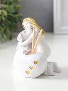 Аромадиффузор для эфирных масел с палочками «Девочка с собакой», полистоун, белый с золотом, 7.5×10×11 см - Фото 4