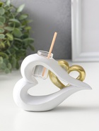 Аромадиффузор для эфирных масел с палочками «Сплетённые сердца», полистоун, белый с золотом, 4.7×12.3×9 см - Фото 3