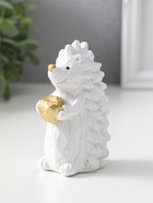 Фигурка полистоун «Ёжик с яблоком», белый с золотом, 5×8×10.8 см - Фото 2