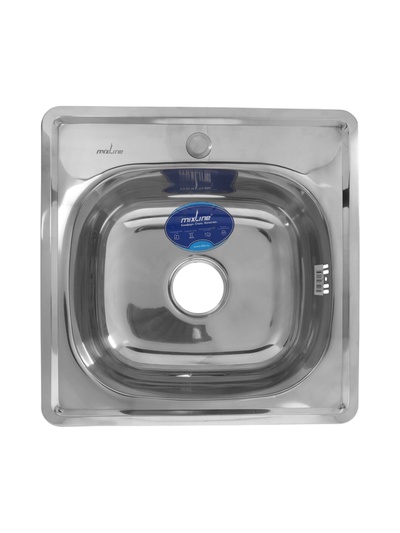Мойка кухонная MIXLINE 528187, врезная, толщина 0.6 мм, 48×48×16 см,3 1/2", с сифоном