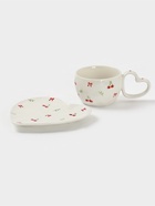 Чайная пара «Вишенка», 2 предмета: блюдце 15.5×15×1.5 см, кружка 15.5×9.5×6.7 см, керамика, белая  (артикул 10938994)  большой выбор товаров оптом и в розницу по низким ценам с доставкой