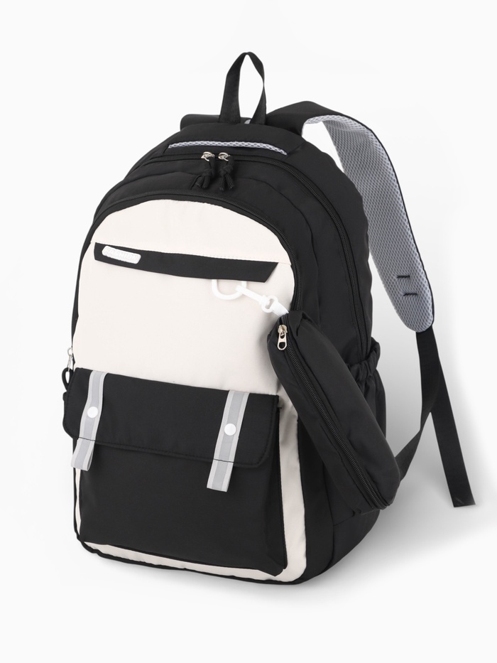 Рюкзак школьный, с пеналом, 2 отделения, 3 кармана, 31×14×44 см, чёрный - Фото 1