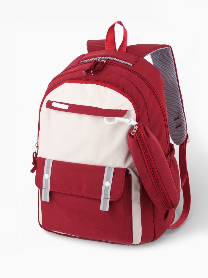 Рюкзак школьный, с пеналом, 2 отделения, 3 кармана, 31×14×44 см, бордовый - Фото 1