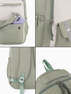 Рюкзак школьный, с пеналом, 2 отделения, 3 кармана, 31×14×44 см, светло-зелёный - Фото 10