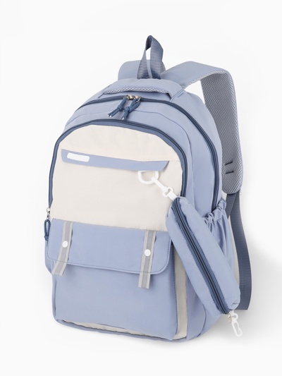 Рюкзак школьный, с пеналом, 2 отделения, 3 кармана, 31×14×44 см, голубой