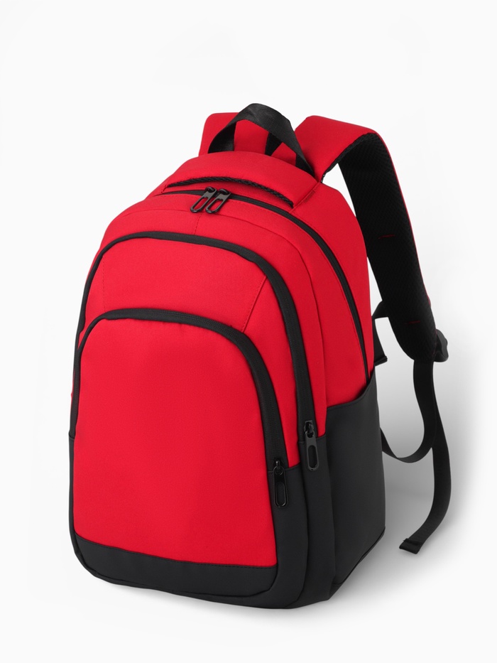 Рюкзак, 2 отделения, 3 кармана, водонепроницаемое дно, 27×14×38.5 см, красный - Фото 1